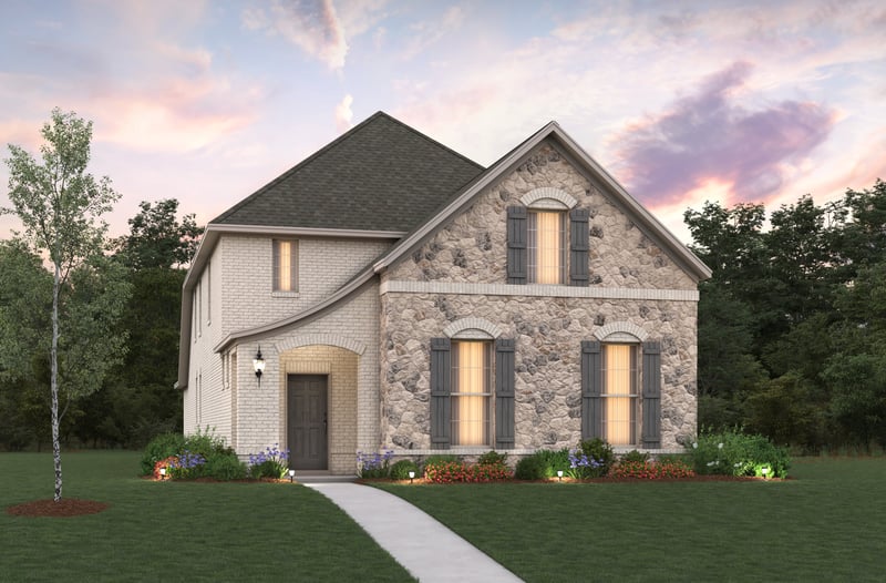 two-story home with brick and stone exterior