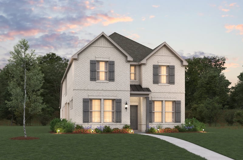 two-story home with brick and stone exterior