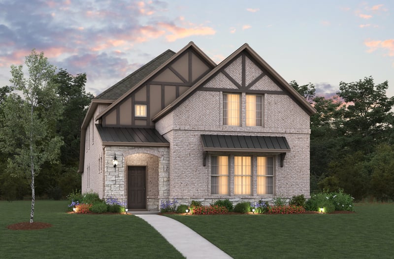 two-story home with brick and stone exterior