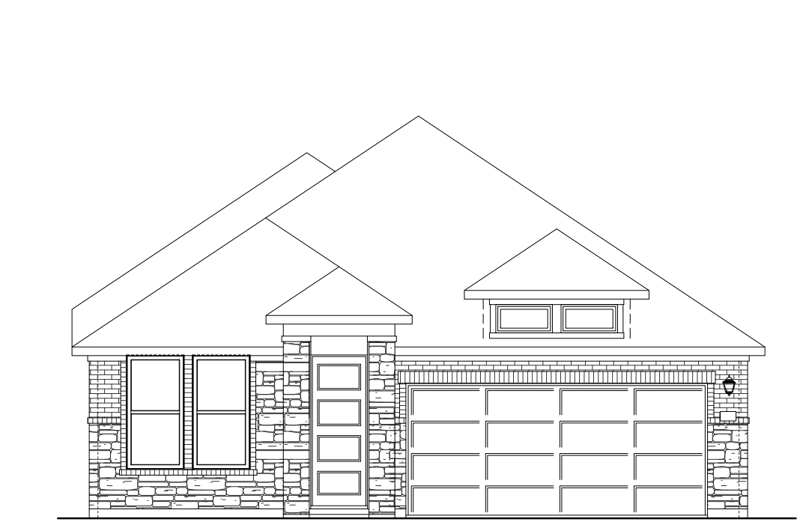 exterior with brick, stone & windows