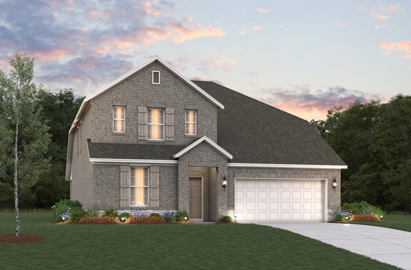 two-story home with brick and stone exterior