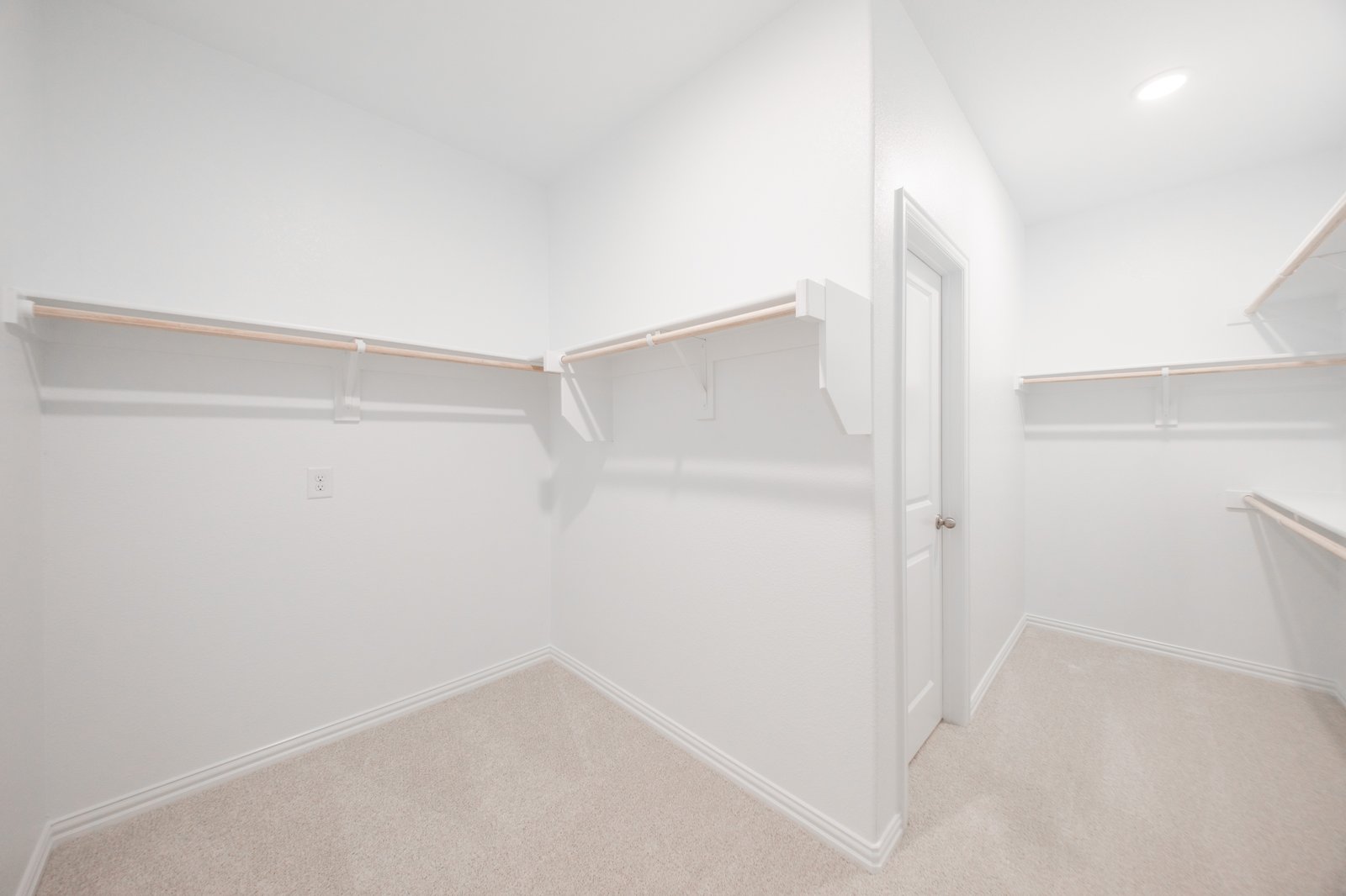 primary bedroom closet with carpet and white shelves