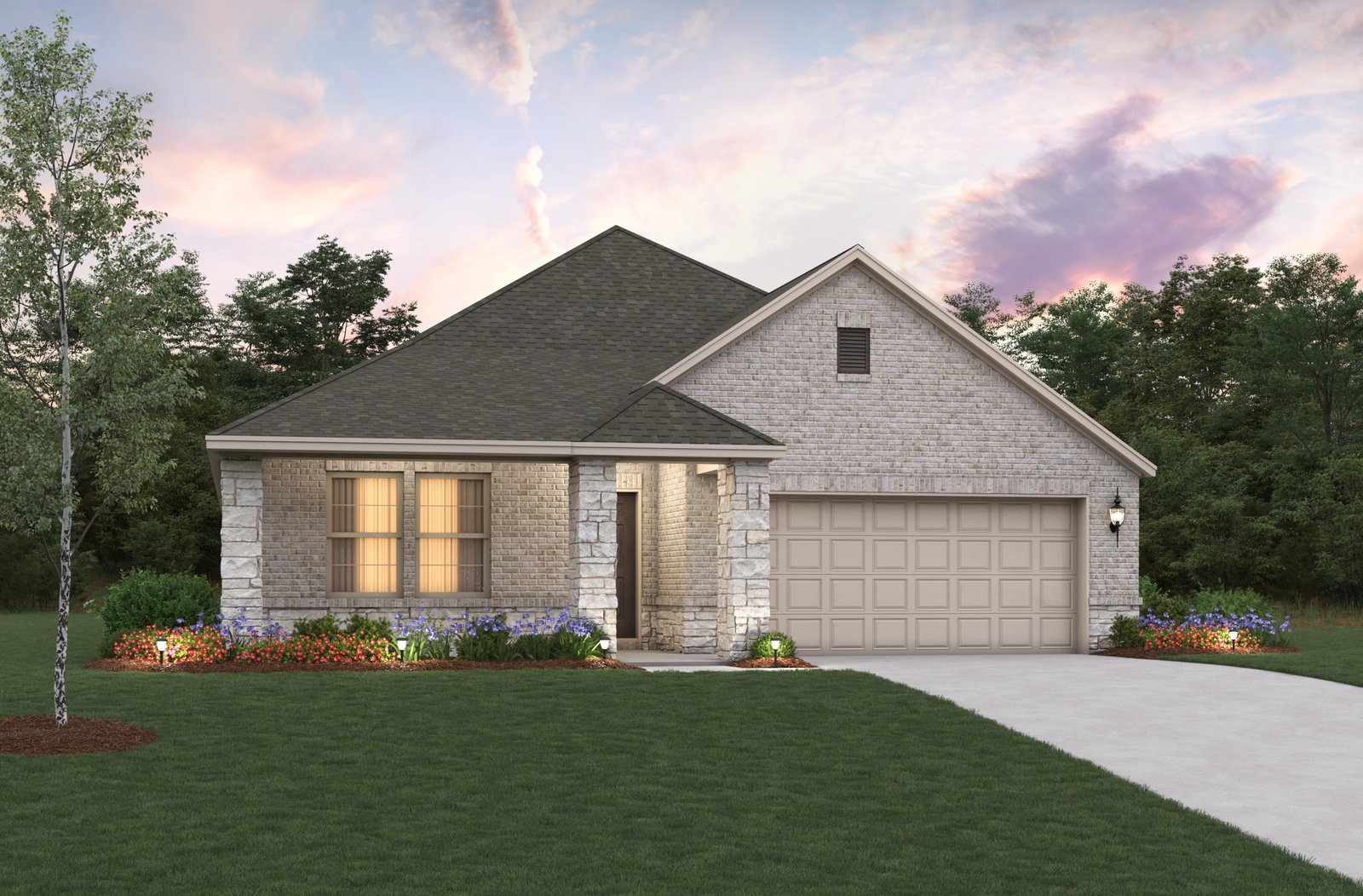 home exterior with brick and stone