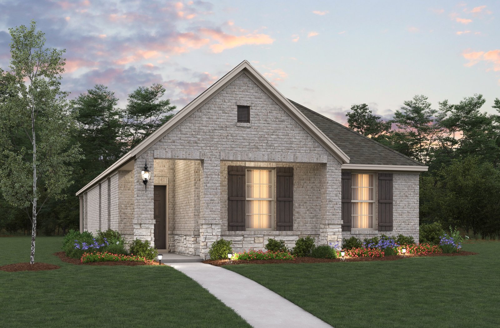 home exterior with brick and stone 