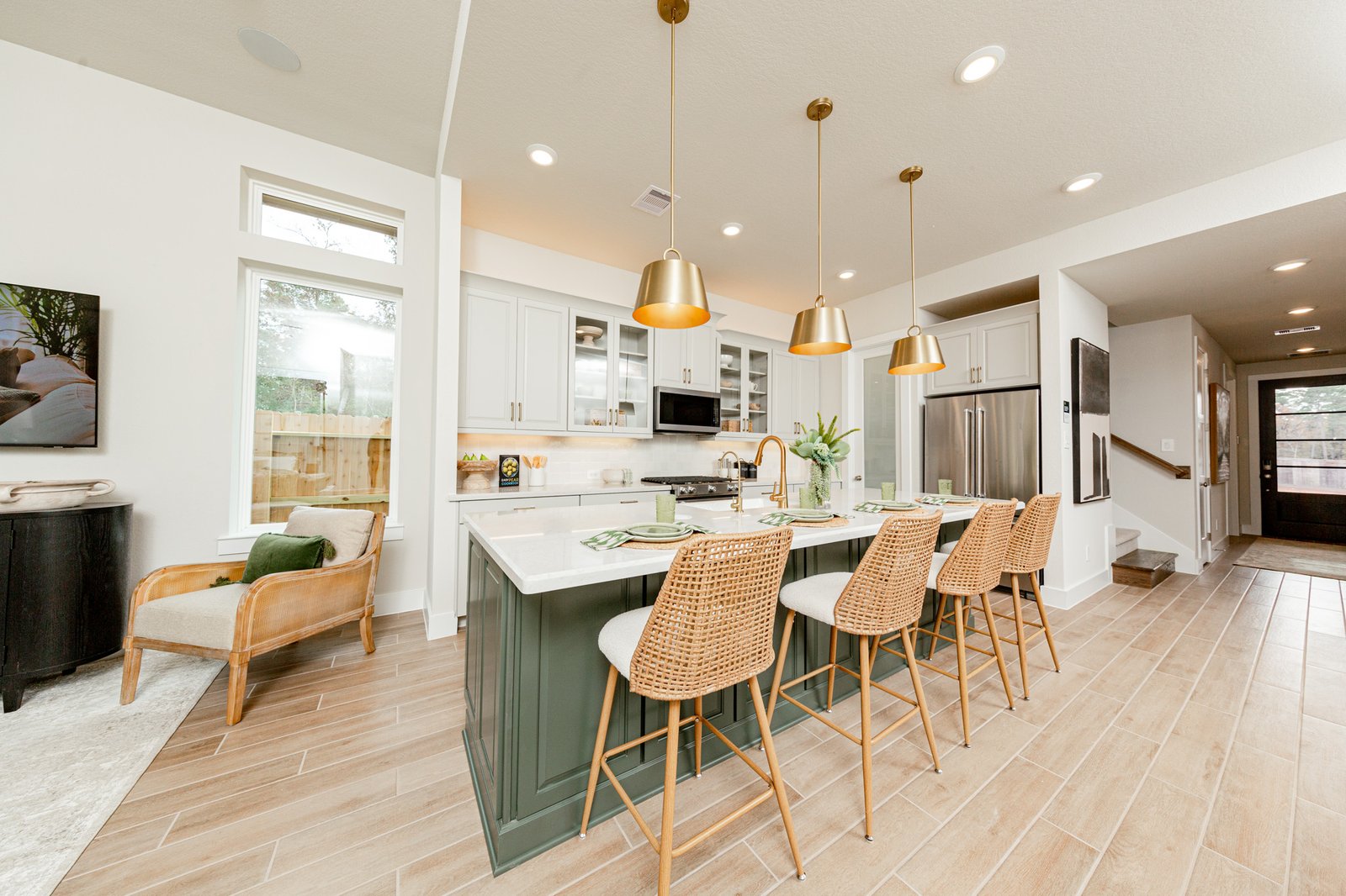 open kitchen with hardwood flooring