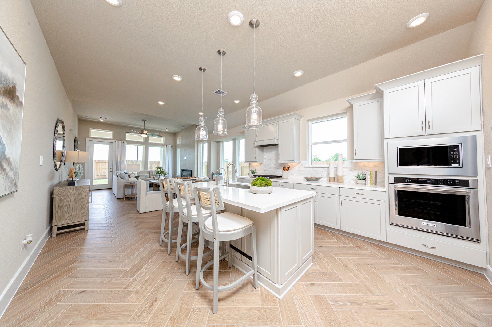 open kitchen with cabinet space and large island