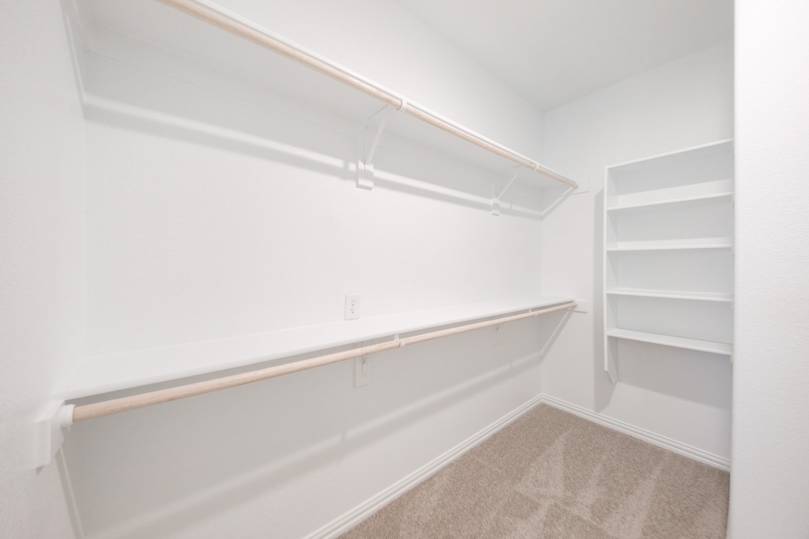 closet with carpet and shelves 