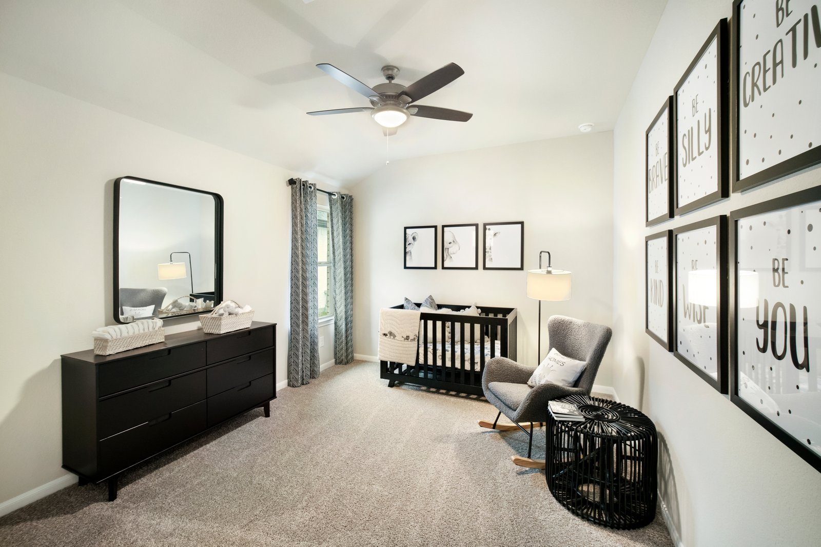 guest bedroom with carpet