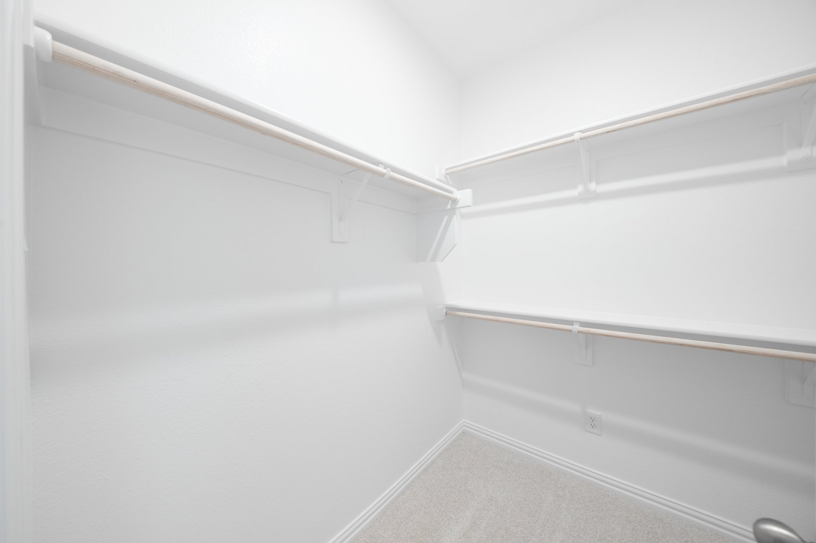primary bedroom closet with carpet and white shelves