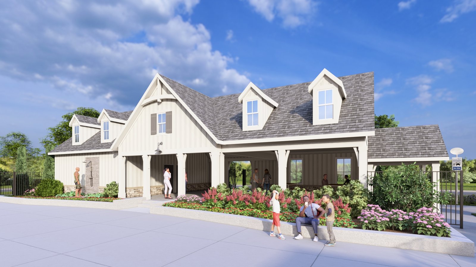 amenity clubhouse and landscaping