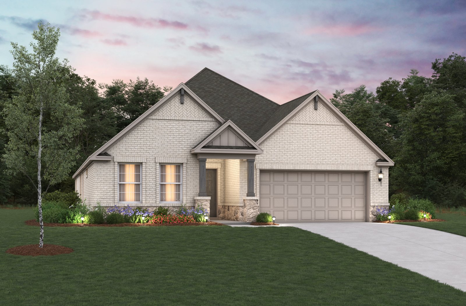 home exterior with brick and stone