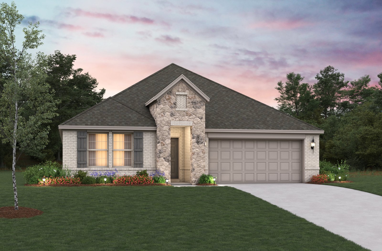 home exterior with brick and stone