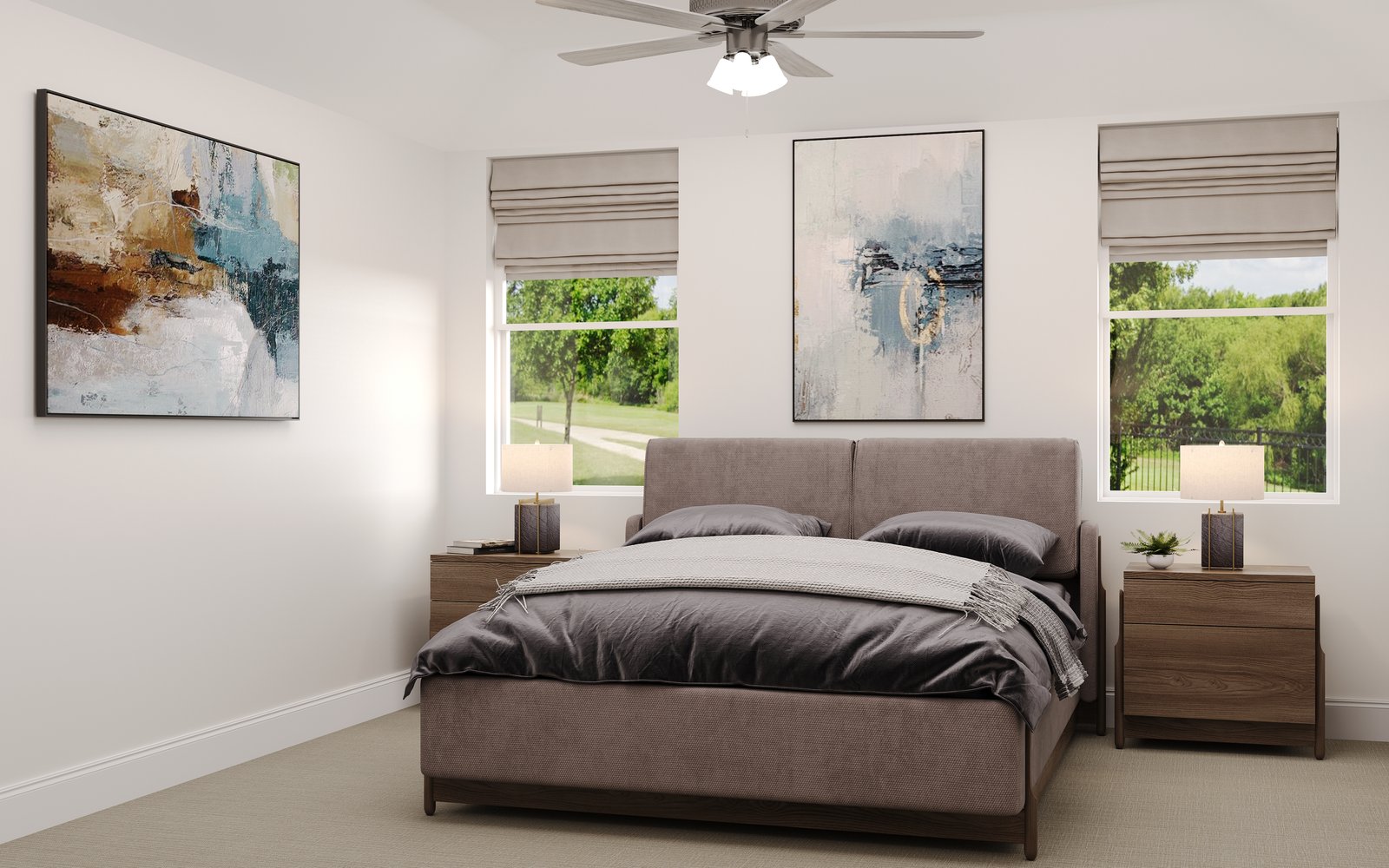 bedroom with bed and night stands