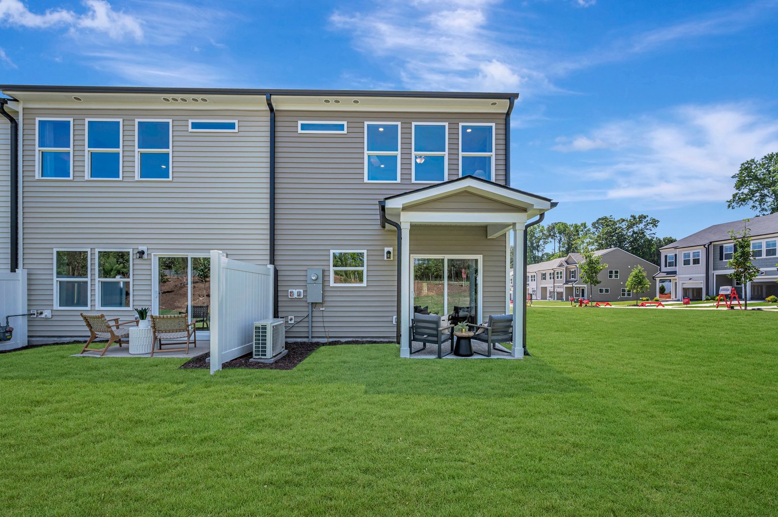 two-story townhome rear exterior
