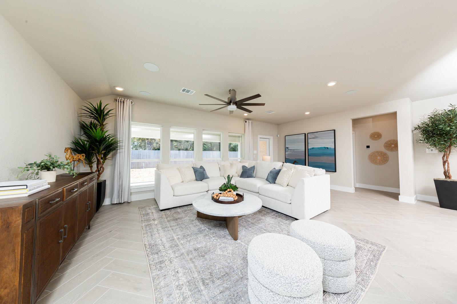 large great room with windows