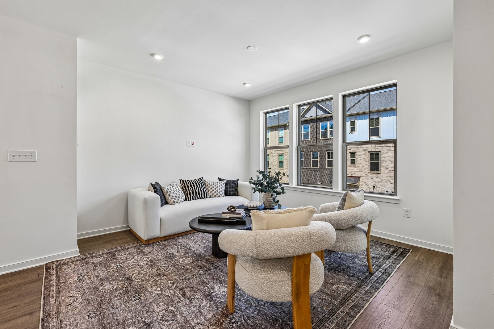 great room with three windows