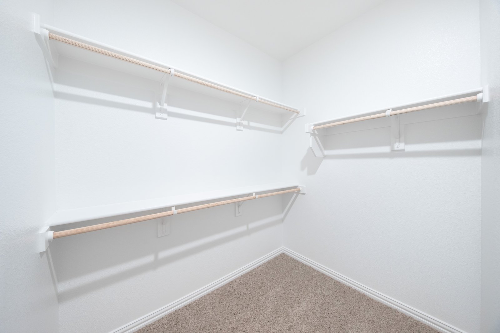primary bedroom closet with carpet and white shelves
