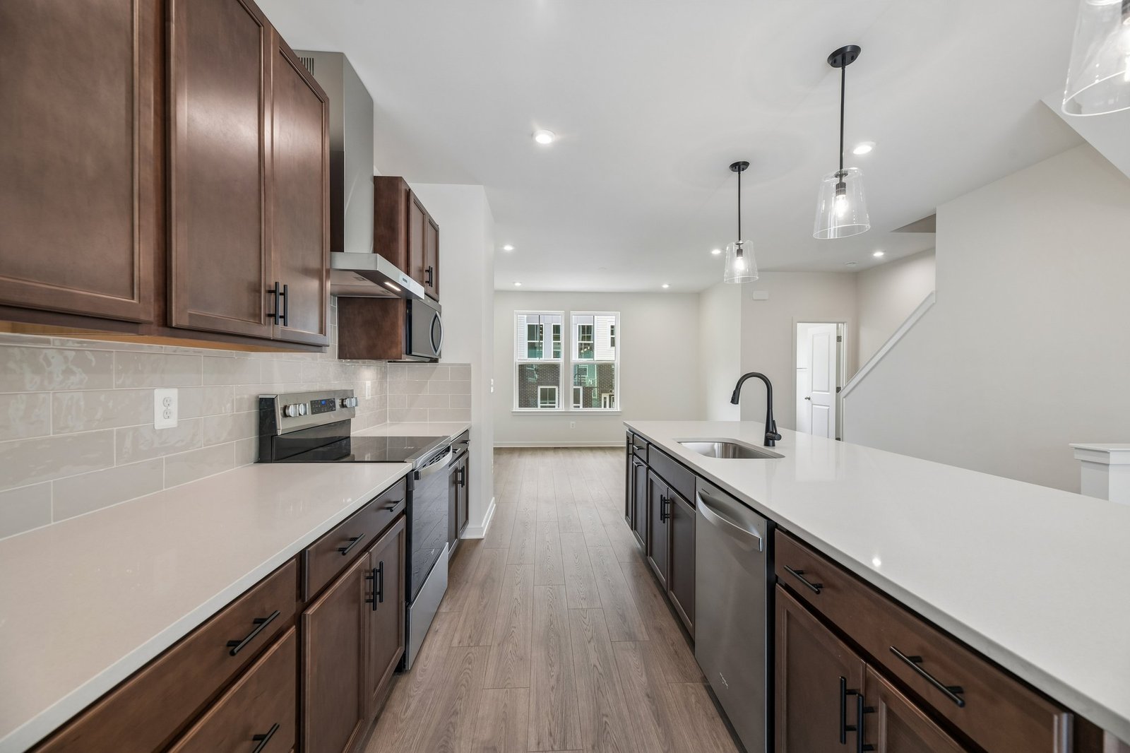 kitchen with brown cabinets