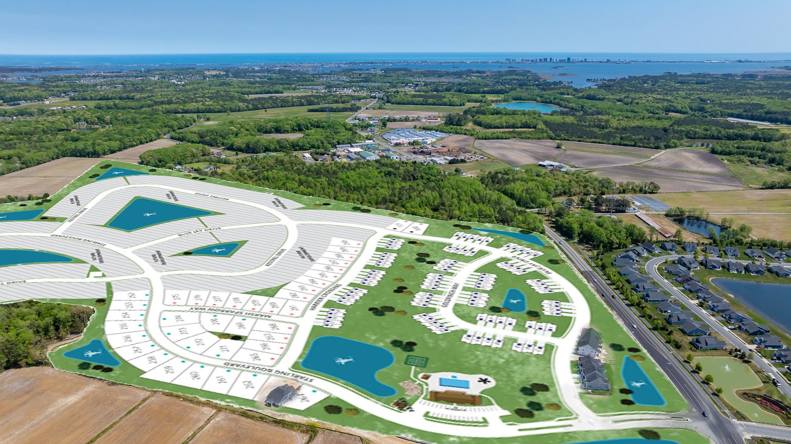 aerial view of the community with the sitemap over it