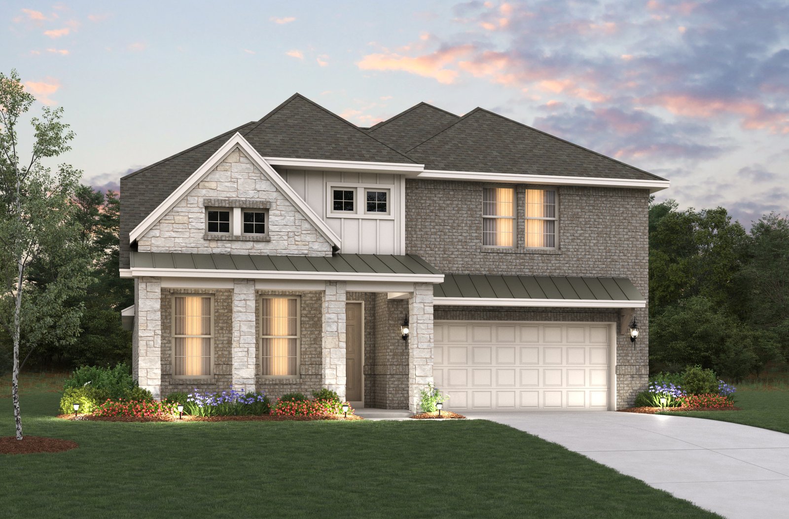 exterior of home with brick and stone