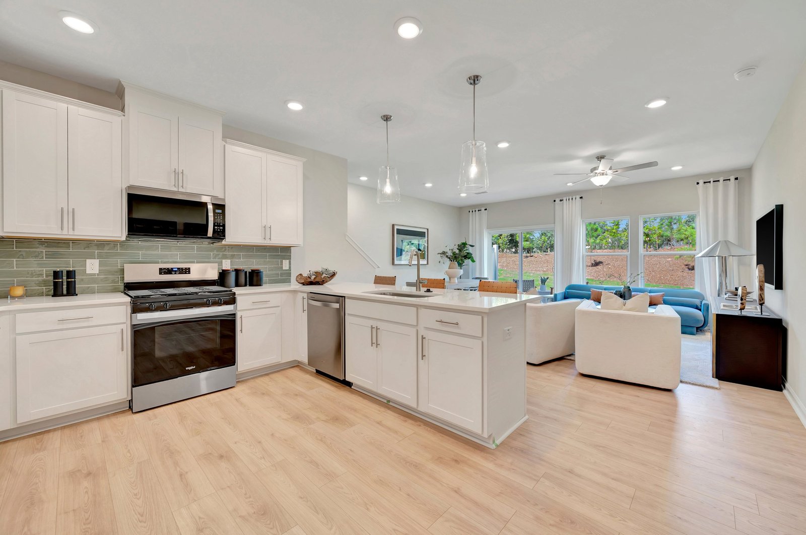 kitchen with view of the great room