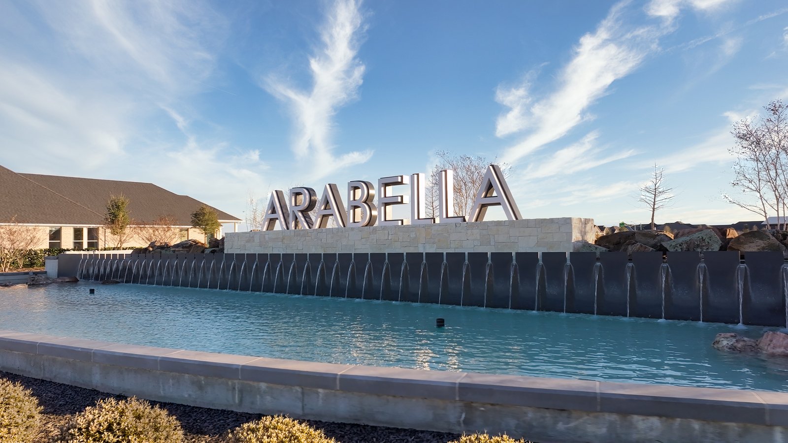 entrance of community with water feature