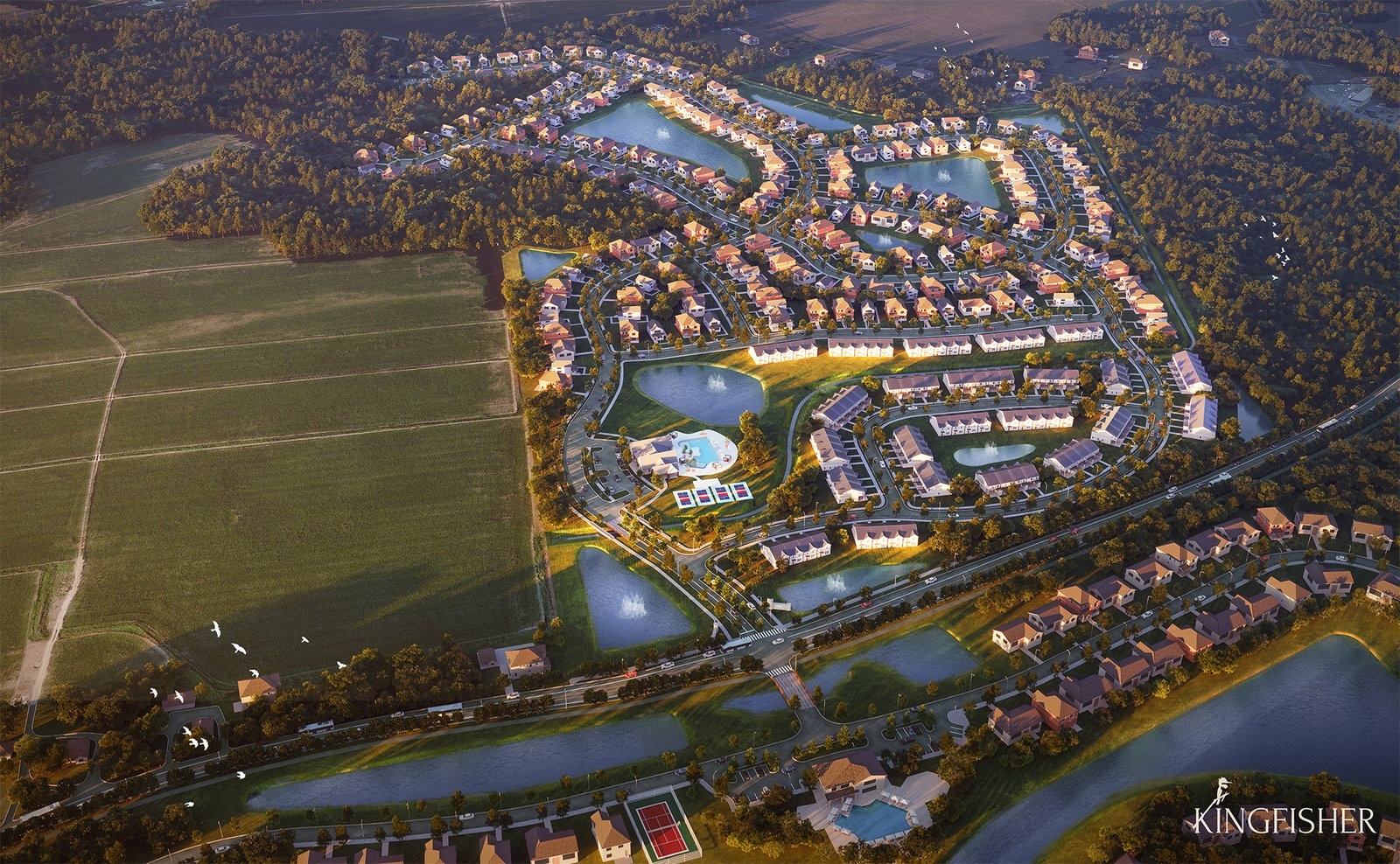 rendering of an aerial view of the community