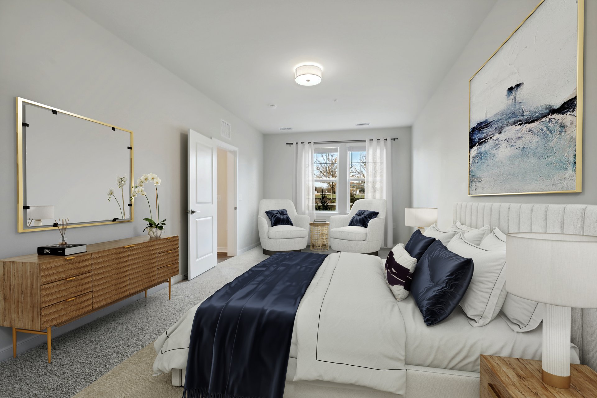 primary bathroom shower with stainless steel frame