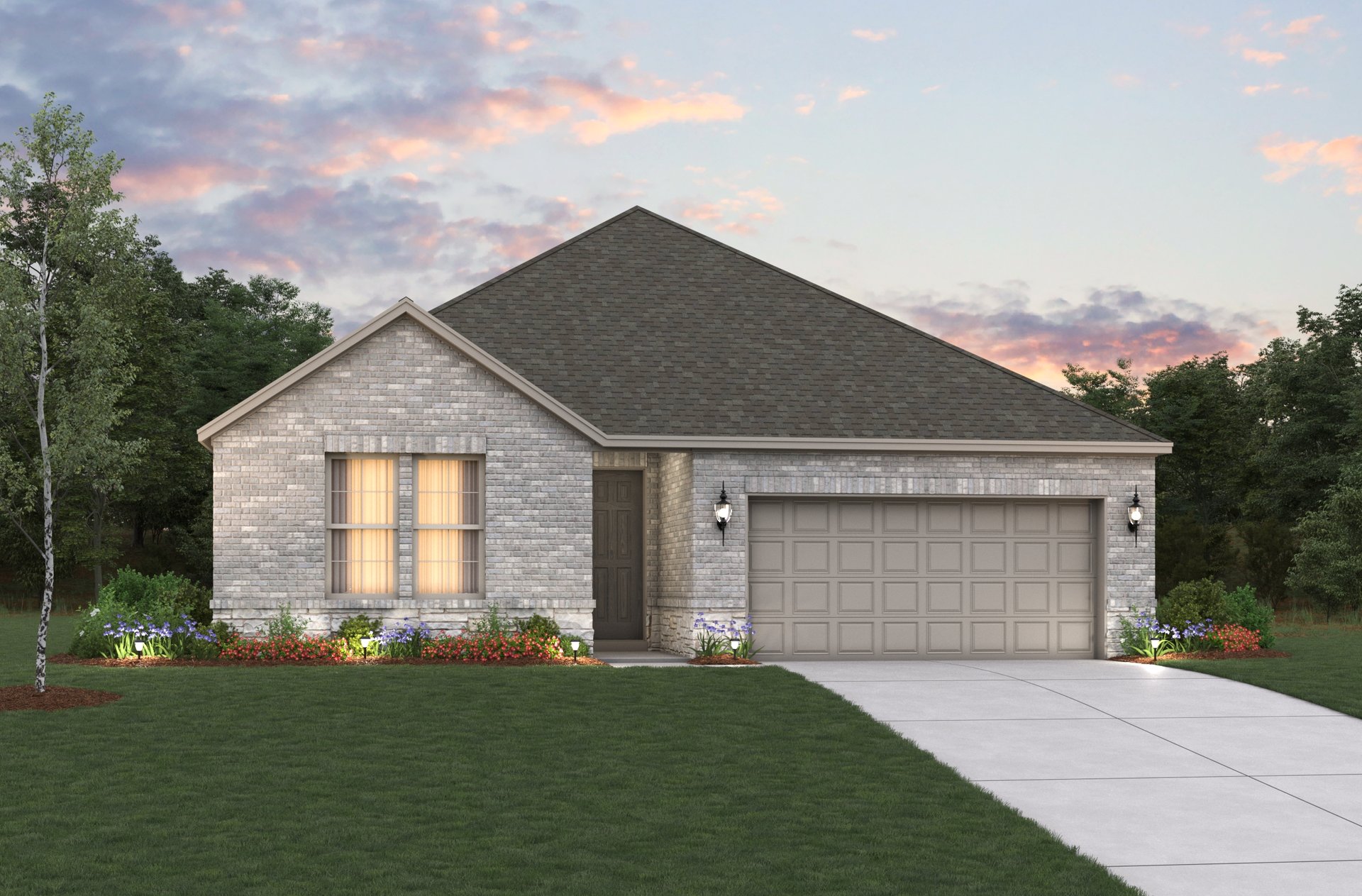 home exterior with brick and landscaping