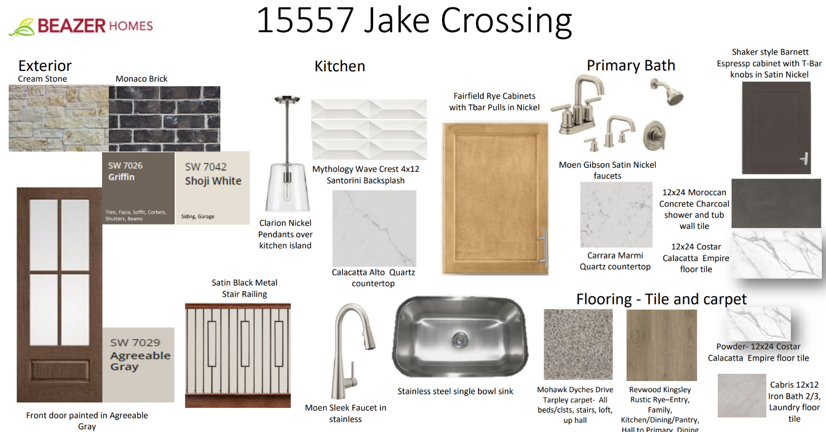 interior selections such as brown flooring & quartz countertops