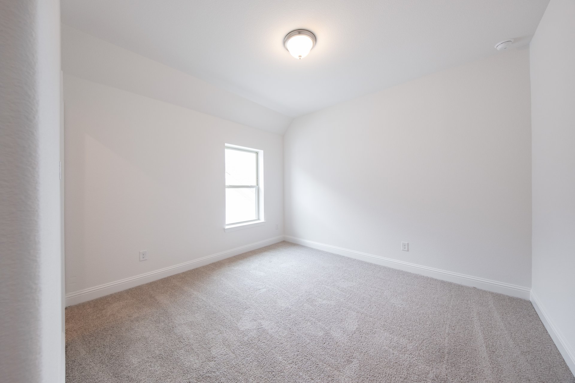 guest bedroom with carpet and window