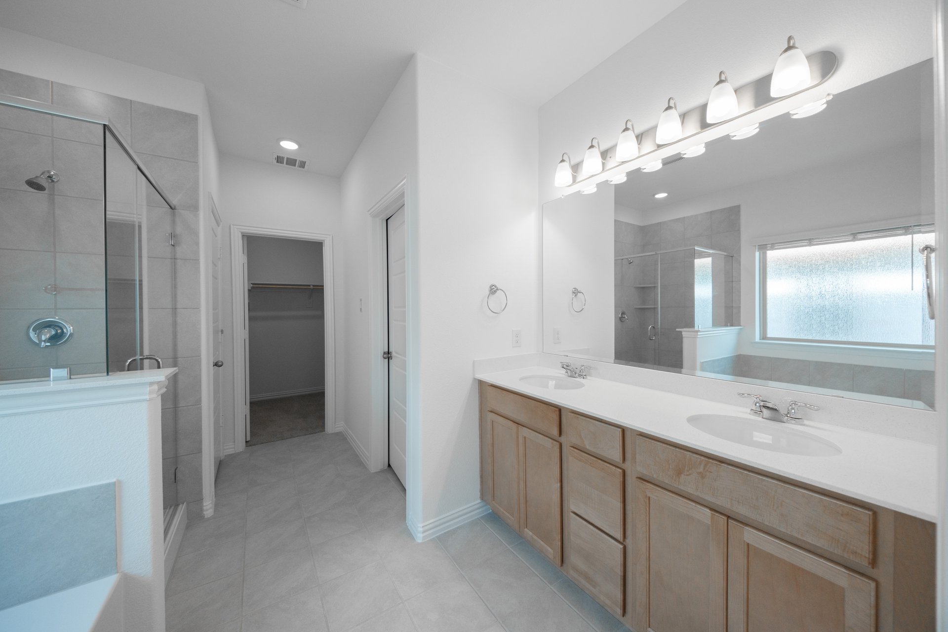 primary bathroom with double sinks