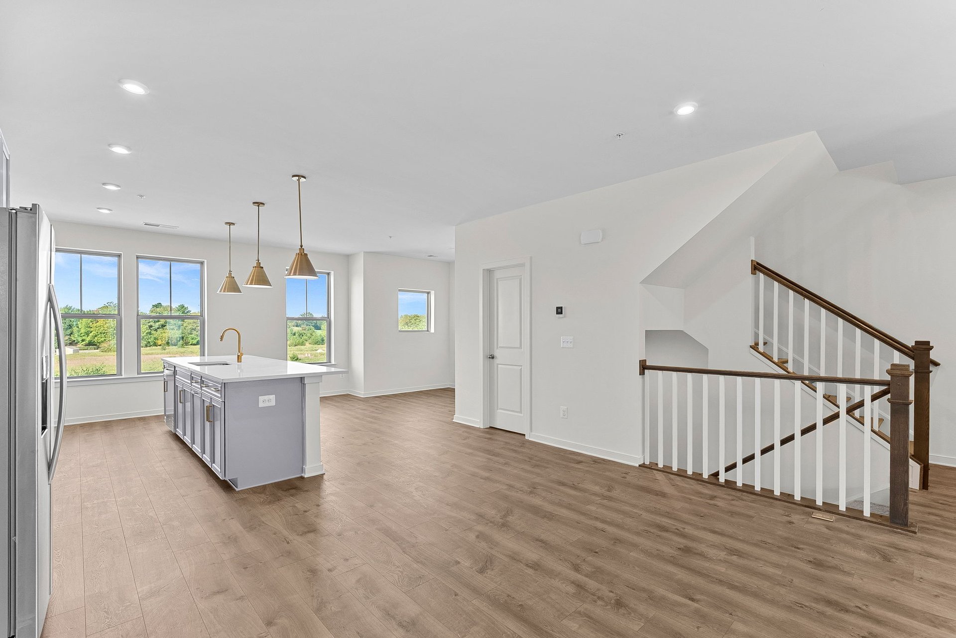 great room with hardwood floors