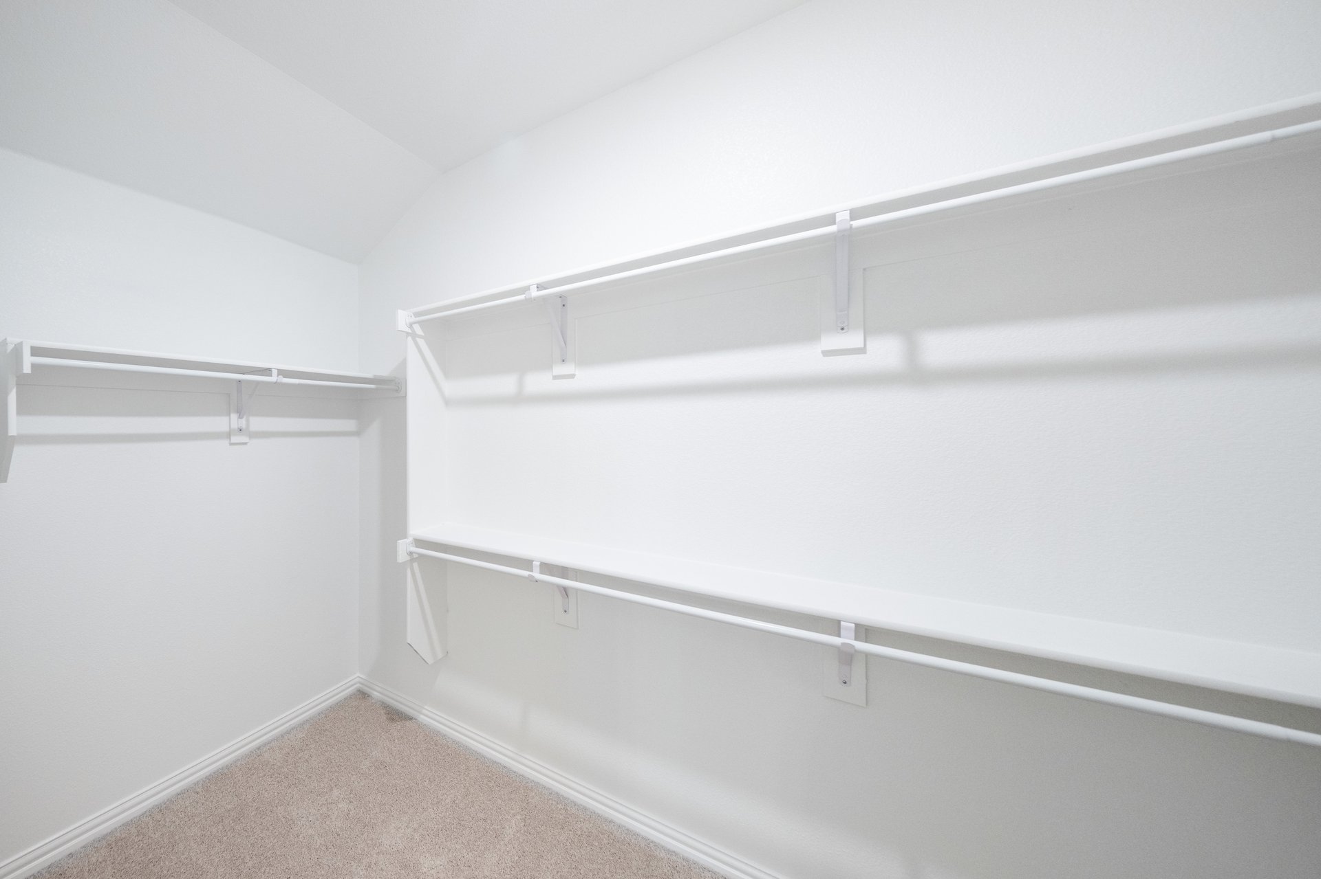 primary bedroom closet with carpet and white shelves