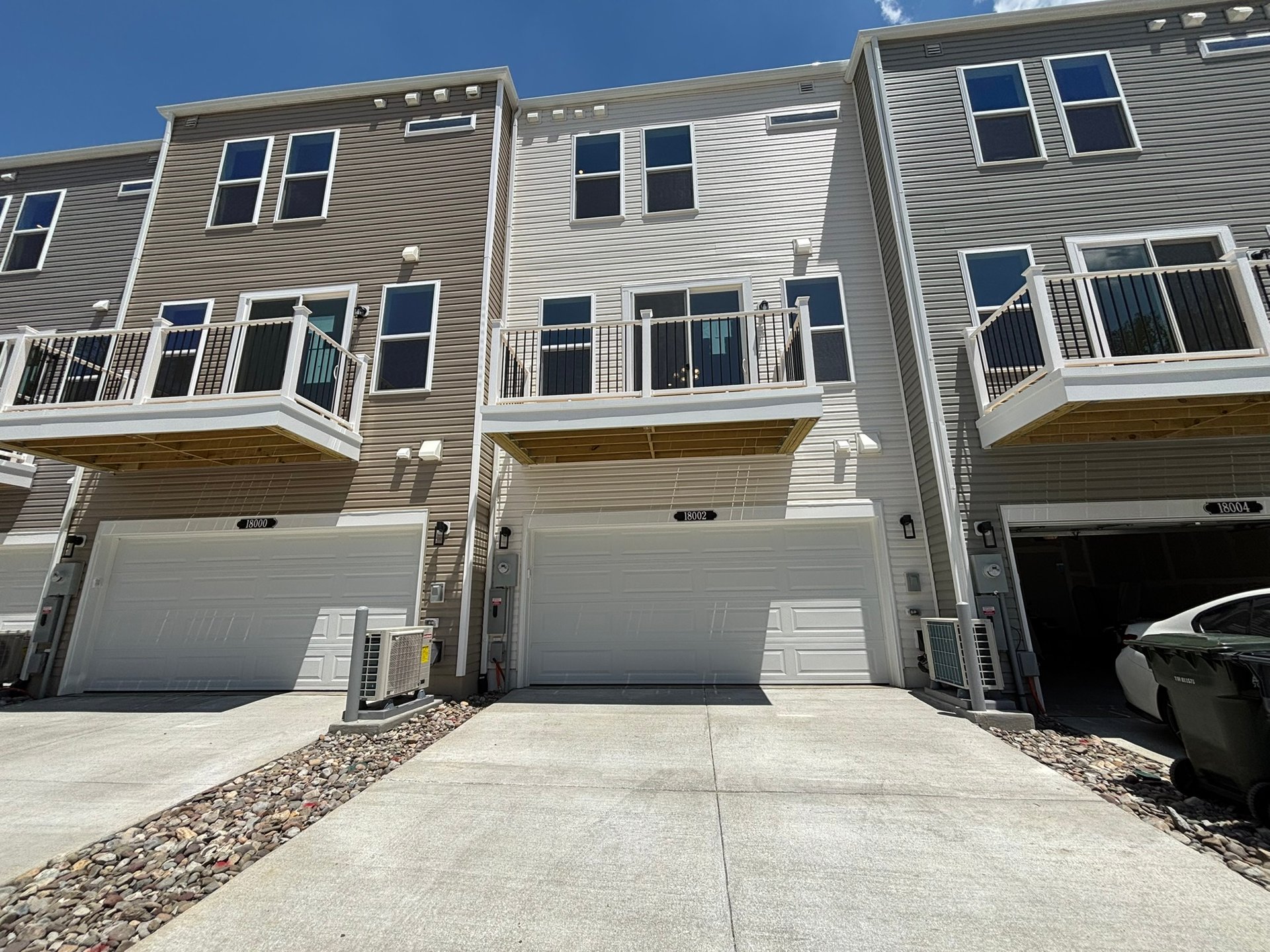 three-story townhome rear exterior