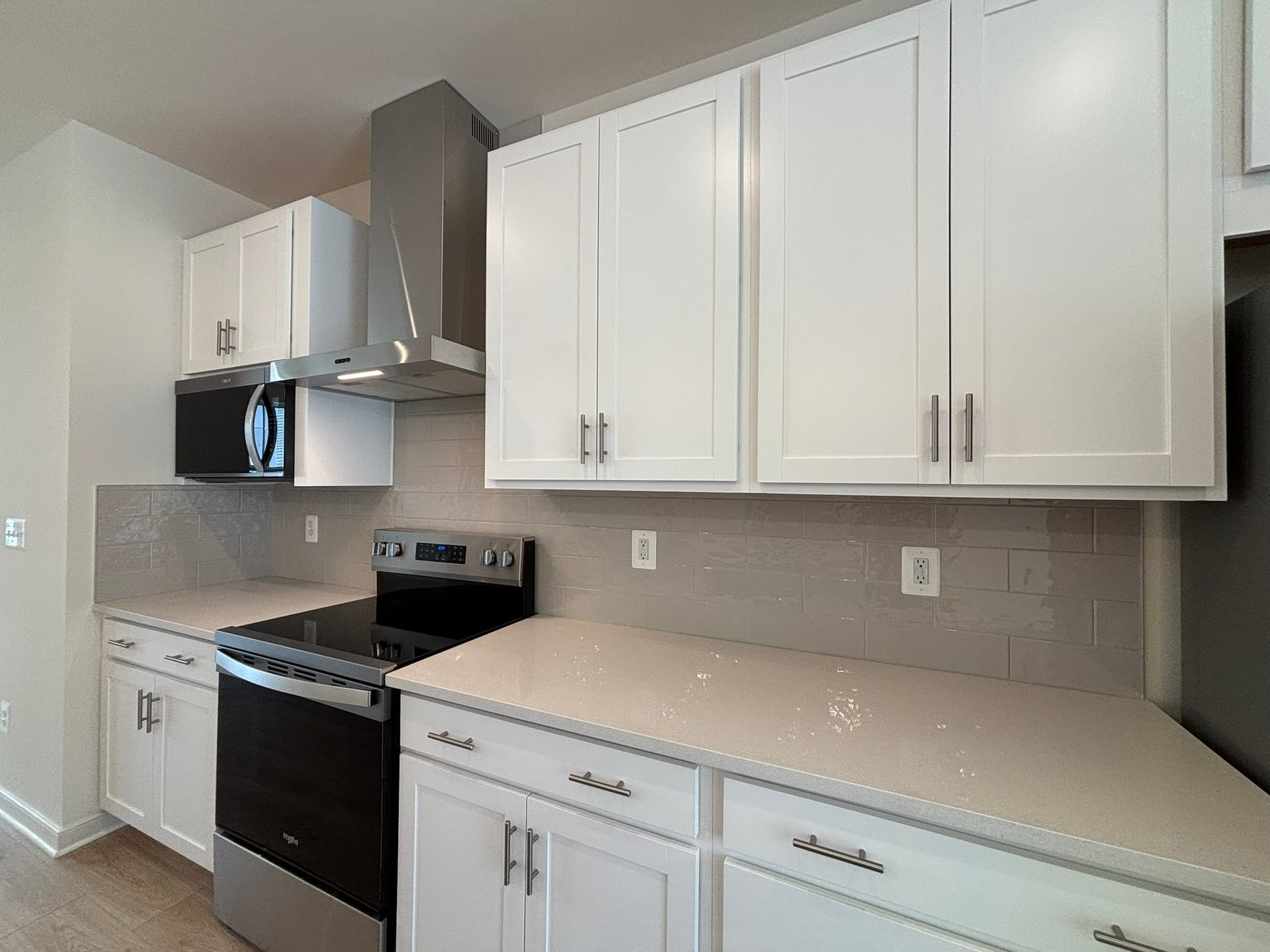 kitchen with white cabinets