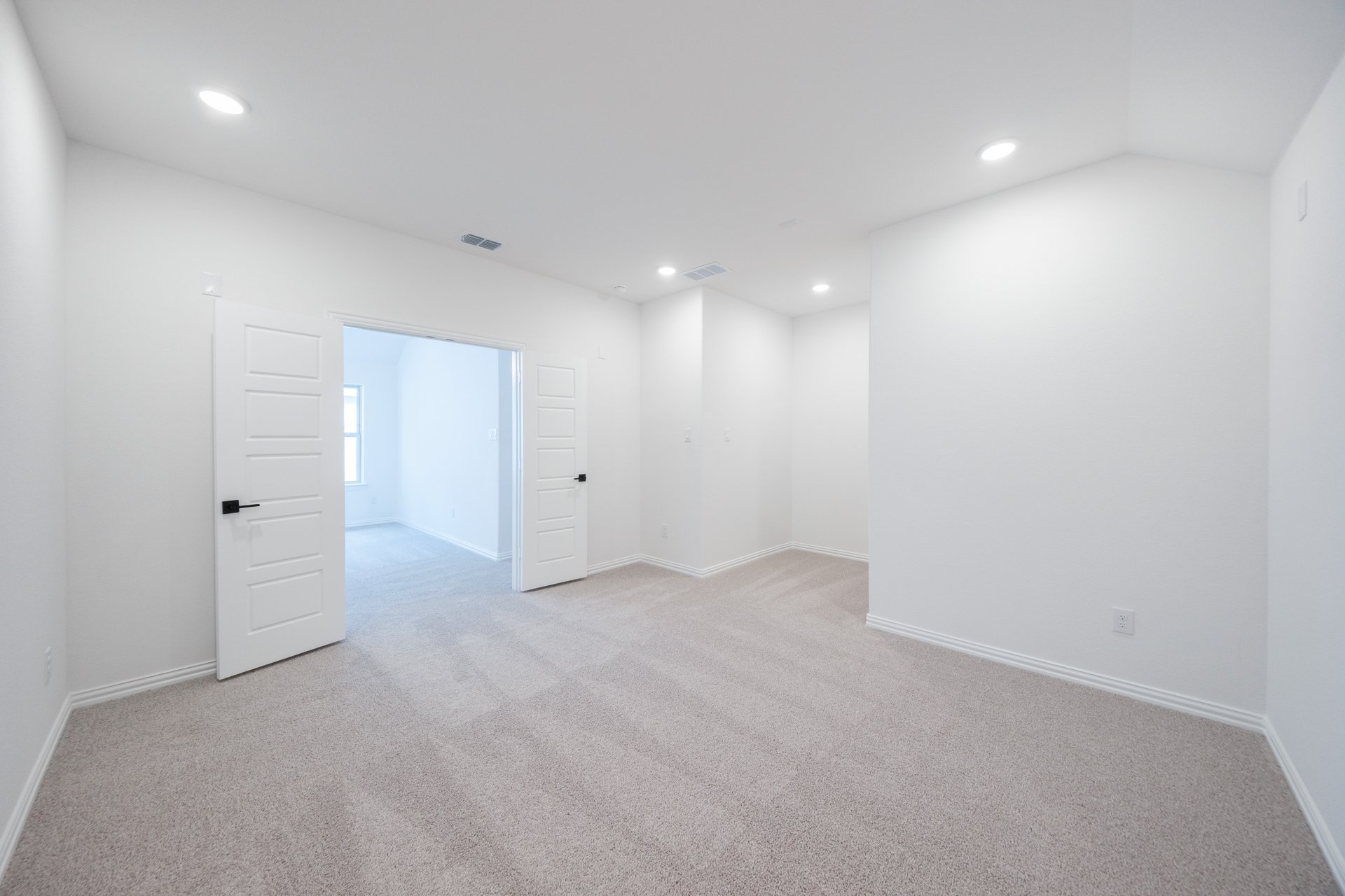 media room with carpet