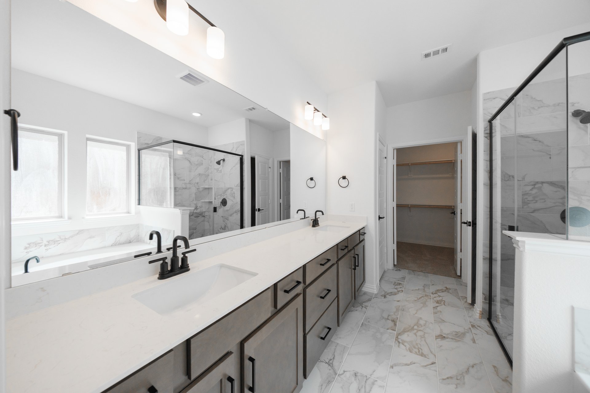 primary bathroom with double sinks