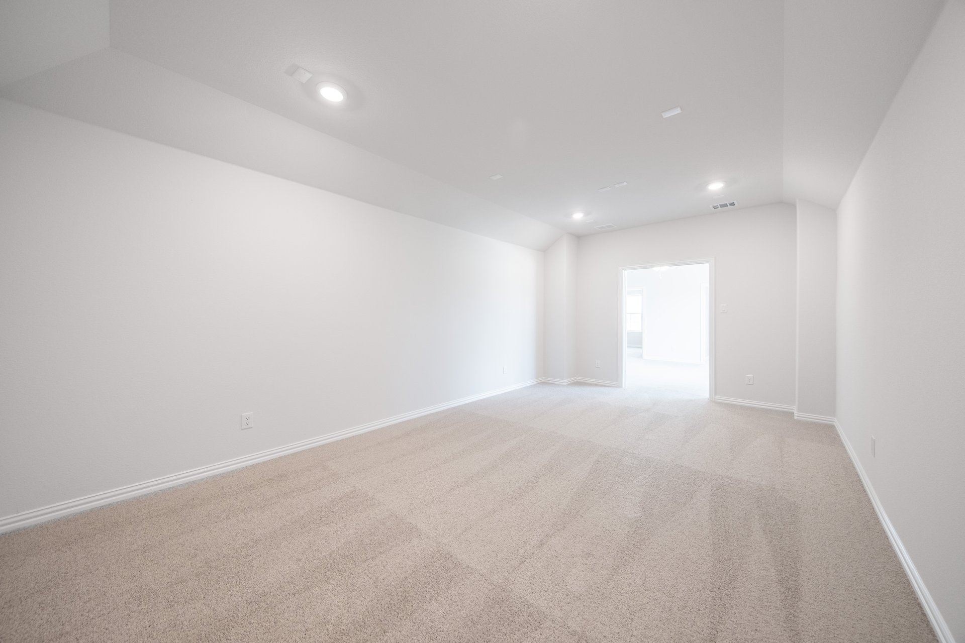 media room with carpet and recessed lighting
