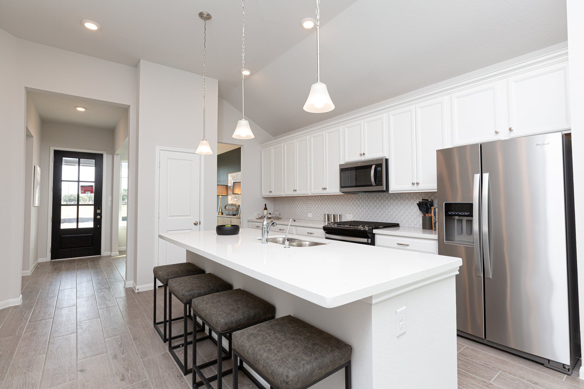 kitchen with white cabinets 