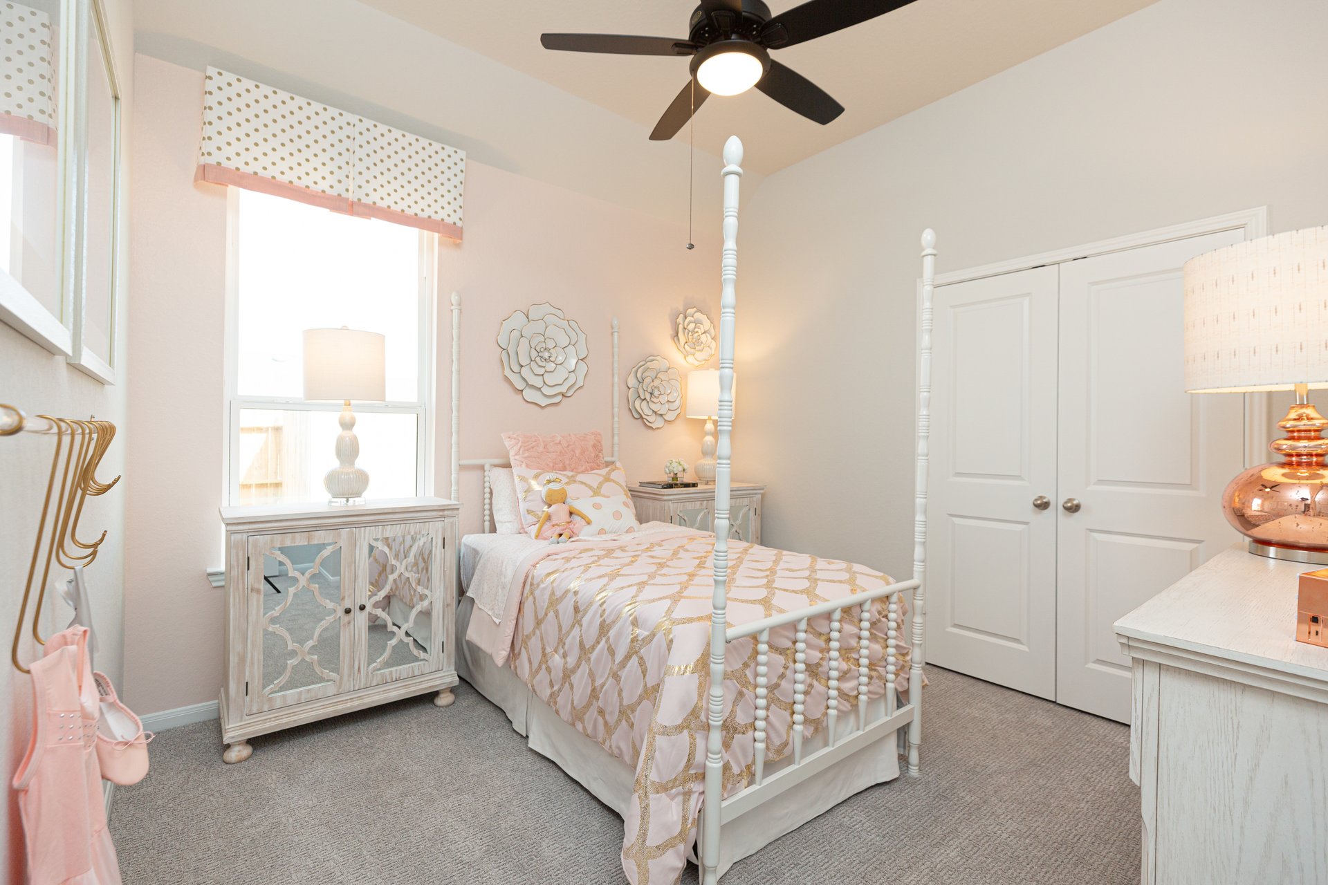 children bedroom with pink accents