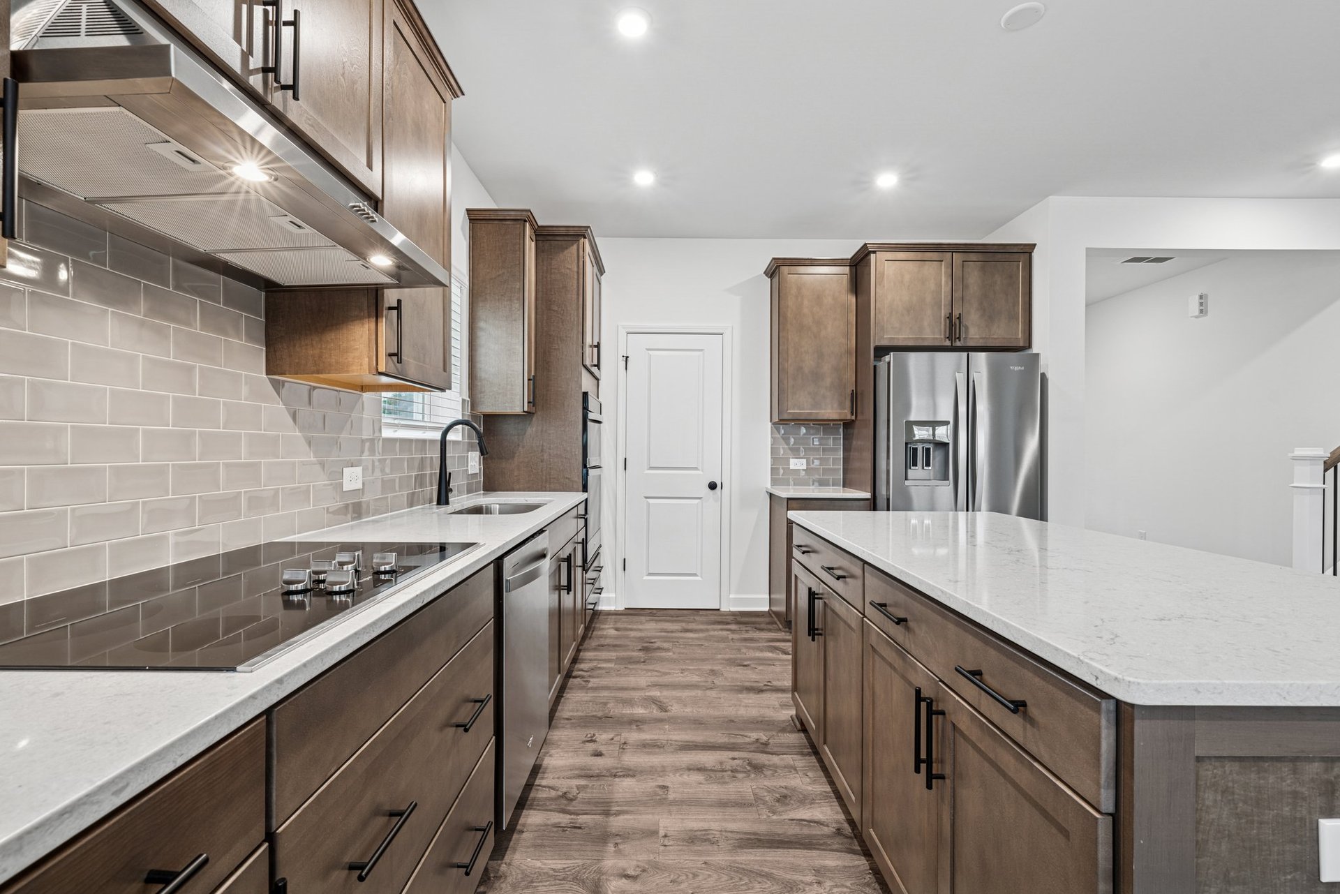 kitchen with island and white countertops
