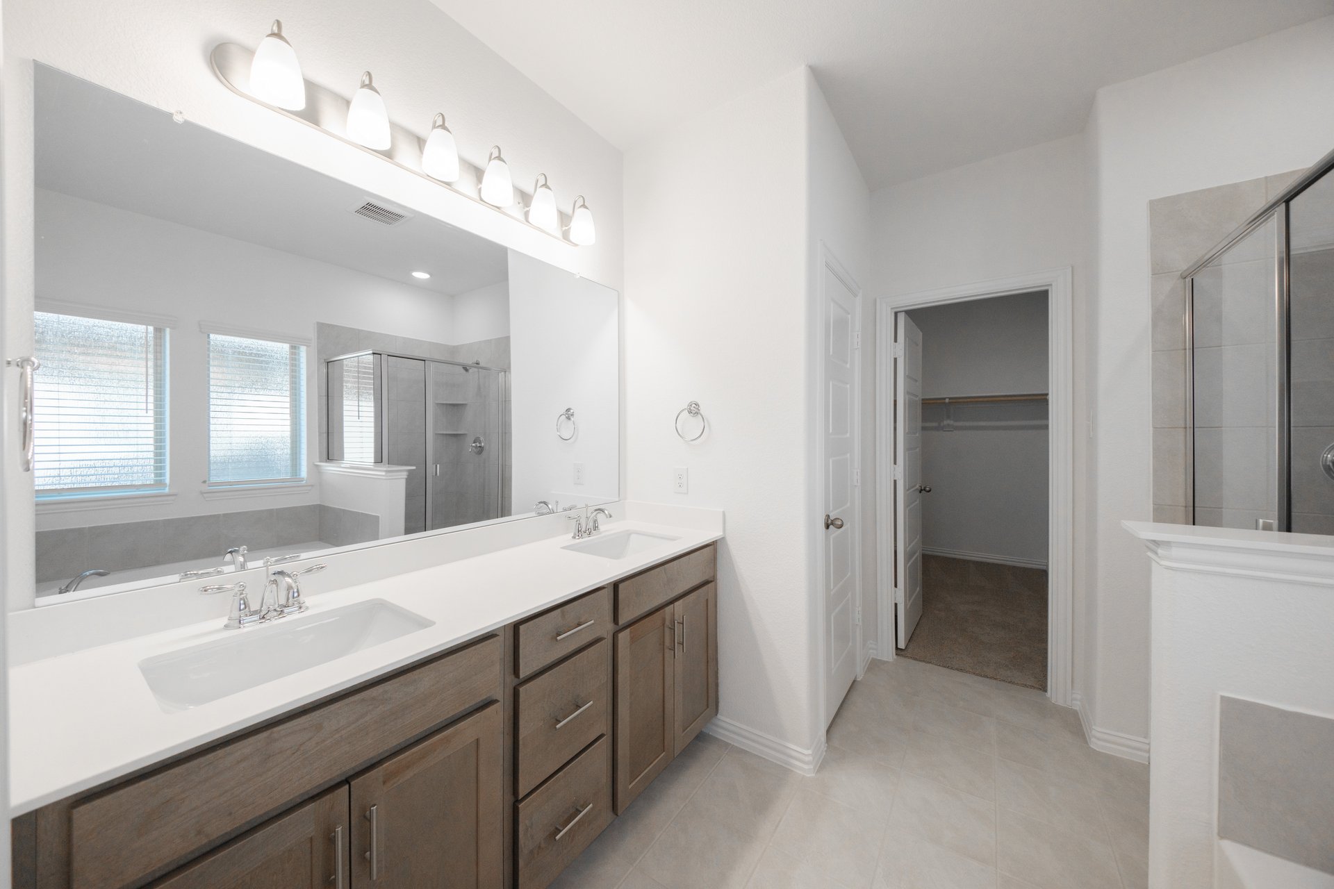 primary bathroom with double sinks