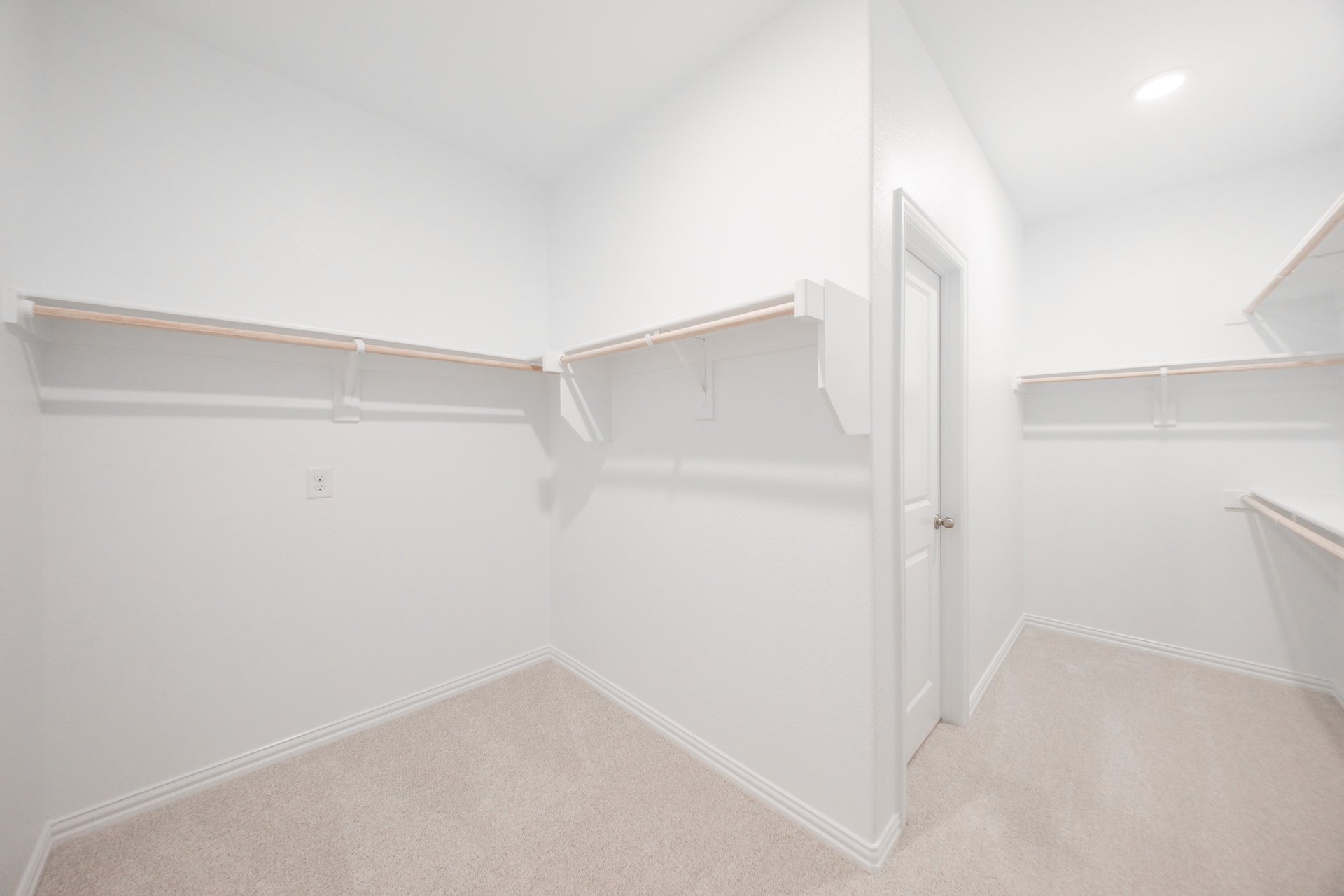 primary bedroom closet with carpet and white shelves