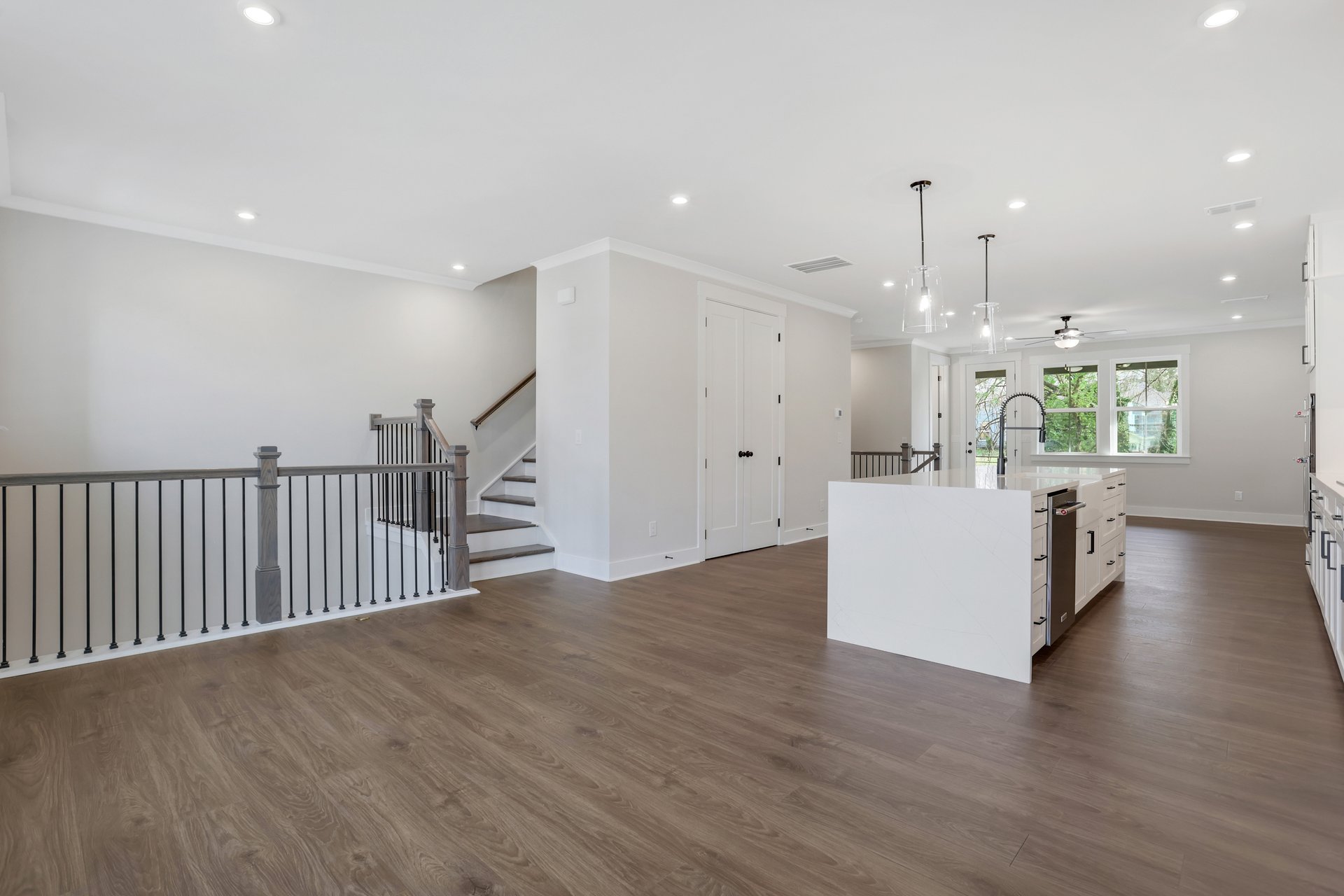 dining room with hard surface flooring and windows