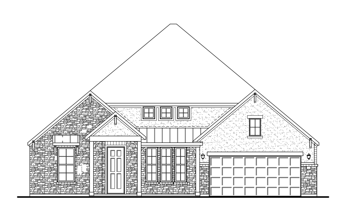 exterior with brick, stone & windows