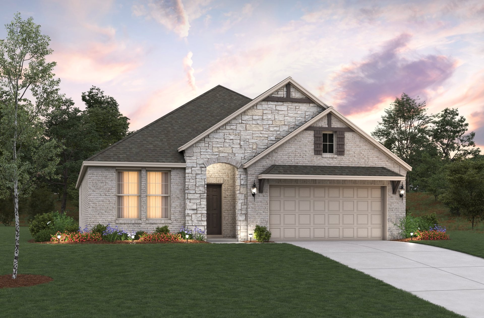 home exterior with brick and stone