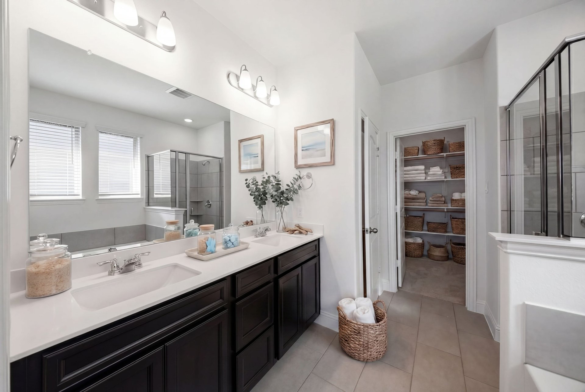 primary bathroom with double sinks