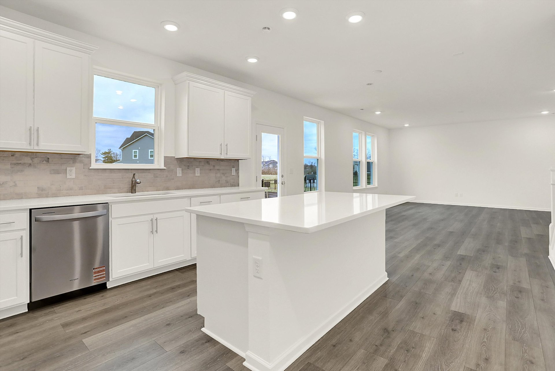 kitchen with white cabinets and tile backsplash