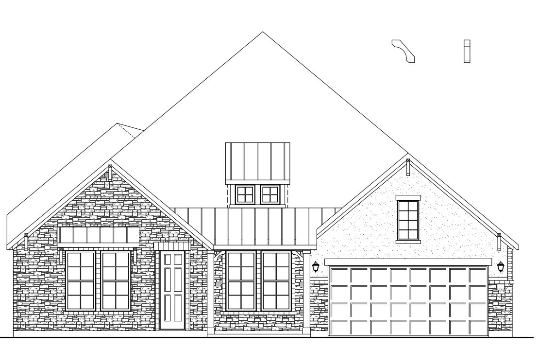 exterior with brick, stone & windows